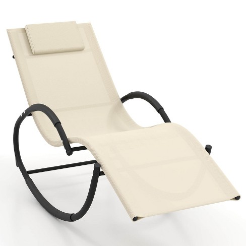 2 Pieces Outdoor Rocking Chairs with Breathable Backrest-Navy