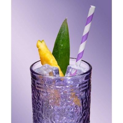 Godinger Purple Embossed Crystal Highball Glasses Set of 4