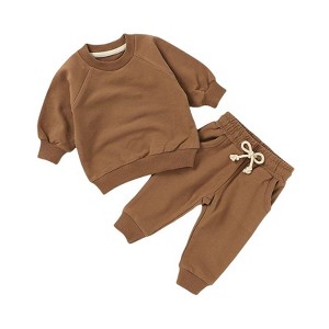 Organic Cotton Sweatsuit Set | Brown | Charlie Lou Baby - 1 of 4