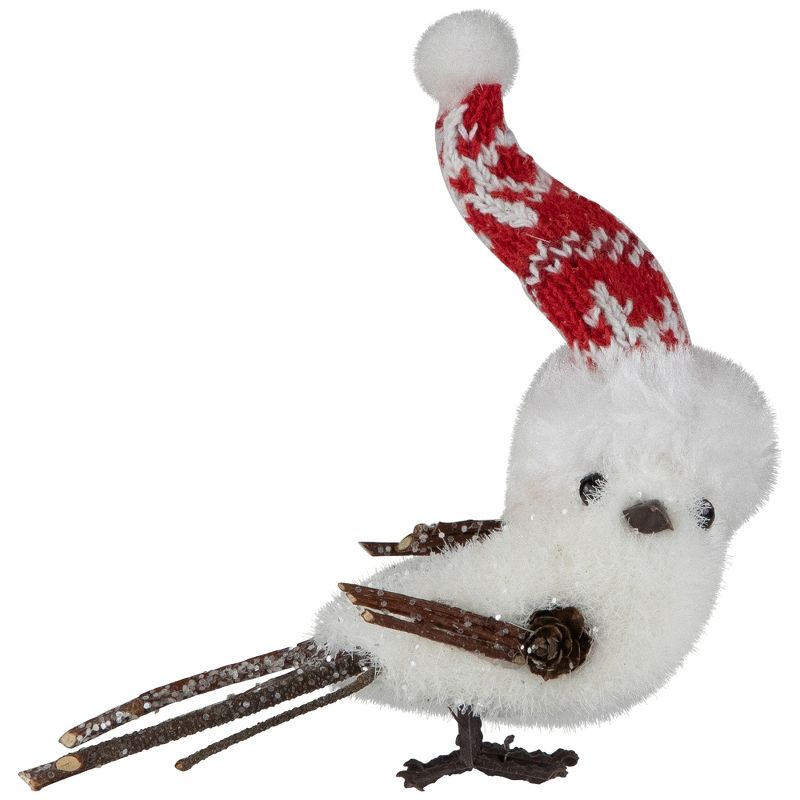 Northlight Winter Bird with Knitted Hat Christmas Figurine - 4.5" - White and Red, 1 of 11