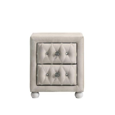 GlasFlength Nightstands Nightstand Modern Bedside Table Accent Bedside End Table with 2 Drawers for Bedroom Modern, Beige, 17"*17"*17"