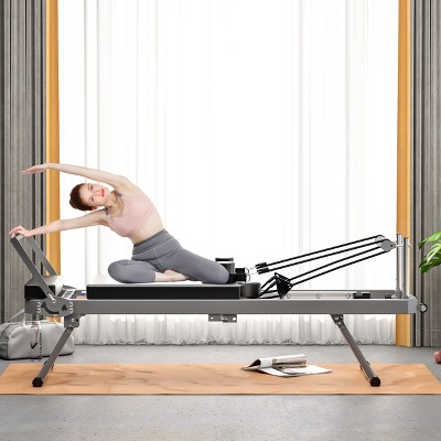 Foldable Pilates Reformer, Pilates Equipment Up To 330.5LBS Capacity, Core Pilates Bed With Dual Resistance System for Home Use Gym Fitness