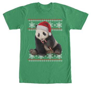 Men's Lost Gods Ugly Christmas Panda and Candy Cane T-Shirt