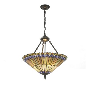 YIYIBYUS Tiffany Ceiling-mounted Pendant Lamp with Adjustable Height, Stained Glass Shade - 1 of 4