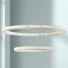 Possini Euro Design Wainwright Chrome Pendant 48" Wide Modern LED Crystal Double Rings for Dining Room House Foyer Kitchen Island Entryway Bedroom - 2 of 4