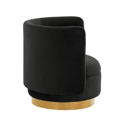 Black Velvet Swivel Accent Chair with Pine Frame