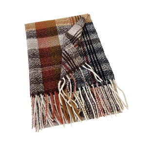 Anna-Kaci Plaid Pattern Soft Woven Winter Scarf with Cozy Texture 71×24.8 Inches - 1 of 4