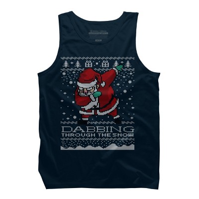 Men's Design By Humans Dabbing Through The Snow Santa Shirt Ugly Christmas Sweater By vomaria Tank Top
