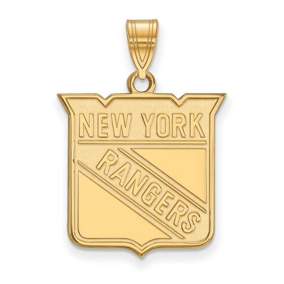 Black Bow Jewelry 14k Yellow Gold New York Rangers NHL Large Pendant
