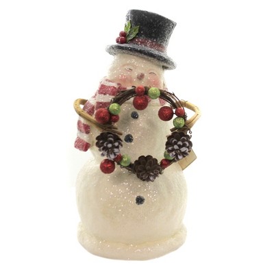 Christmas 14.0" Snowman With Wreath Grapevine Pinecones  -  Decorative Figurines