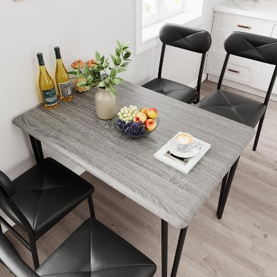 Dining Table Set for 4, Rectangular Kitchen Table and Dinette Accent Set with 4 Upholstered Chairs