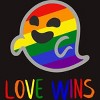 Adult Design By Humans Happy Ghost Love Wins Pride By T-Shirt - 2 of 2