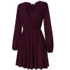 Women's Sexy V-Neck A-Line Long Sleeve Cocktail Party Basic Short Dress - 4 of 4