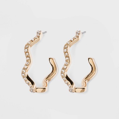SUGARFIX by BaubleBar Modern Crystal Hoop Earrings - Gold