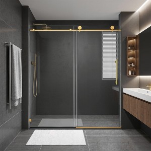 Frameless Shower Door: Fixed and Sliding Panels, 70mm Stainless Pulleys, Soft-Close, Easy-Clean, Safe - 1 of 4