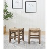Set of 2 Davenport Wood Stools with Rush Seats Light Amber - Alaterre Furniture: Rustic Square Frame - 2 of 4