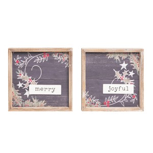 Transpac Wood Dimensional Word Christmas Decor set of 2 Christmas Home Decorations - 1 of 1