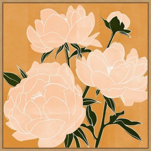 22" x 22" Modern Peonies II by Emma Scarvey Framed Canvas Wall Art Print - Amanti Art: Hand-Stretched, Botanical Lithograph - 1 of 4