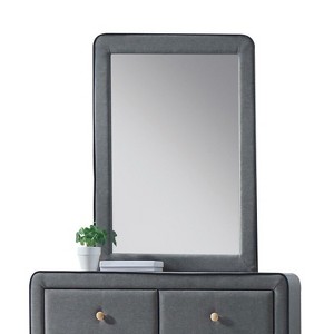 SEVOBAL Bathroom Vanity Mirrors Light Gray Fabric Mirror with Elegant Frame Versatile Framed for Durability, Light Gray, 1"*28"*36" - 1 of 4