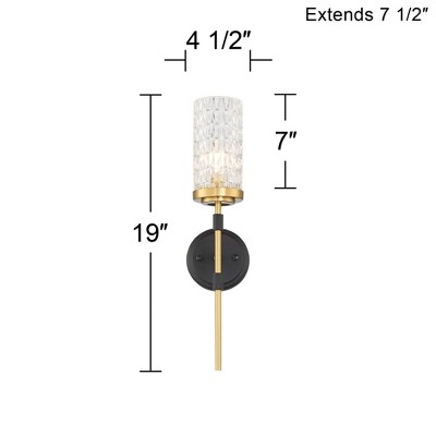 Black and Brass Cylinder Glass Vanity Wall Sconce