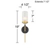 Possini Euro Design Darin Modern Wall Light Sconce Black Brass Hardwire 4 1/2" Fixture Faceted Cylinder Glass for Bedroom Bathroom Vanity Reading Home - 4 of 4