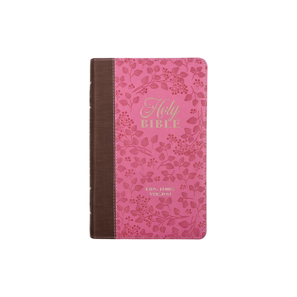KJV Bible Giant Print Standard-Size (Faux Leather, Brown/Pink Berry) - (Leather Bound)