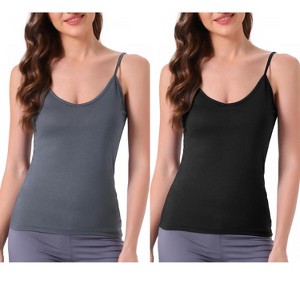 INSPIRE CHIC Women's 2 Pcs Camisole Scoop Neck Sleeveless Tank Undershirt Spaghetti-Strap Pajama Tops - 1 of 4