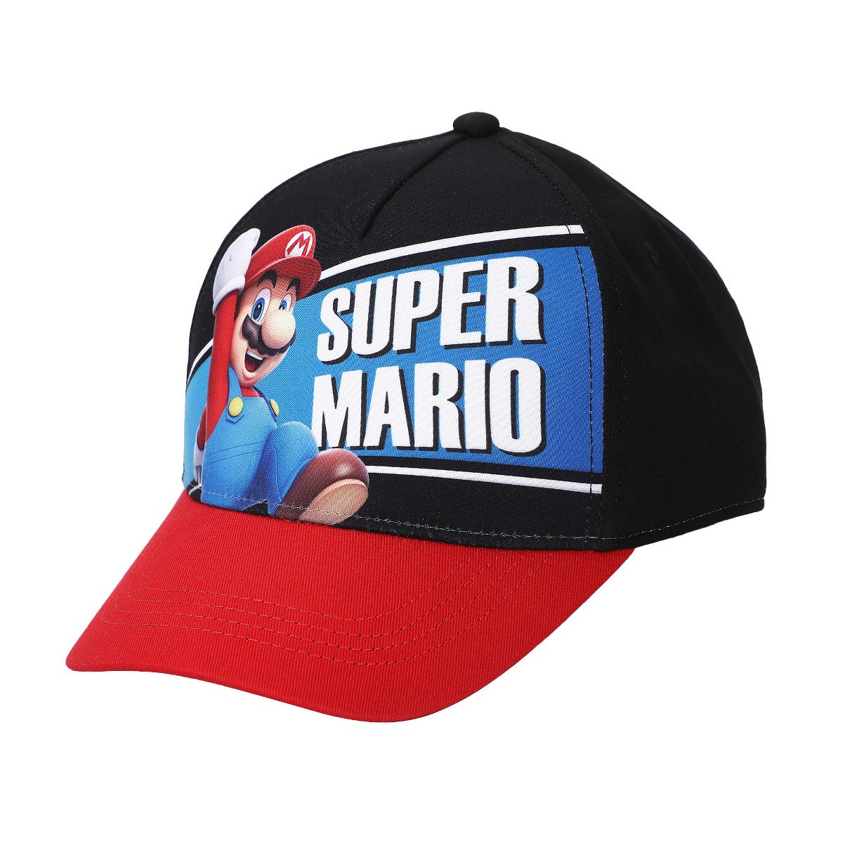 Super Mario Bros Kids Baseball Cap Low Profile Hat in Black