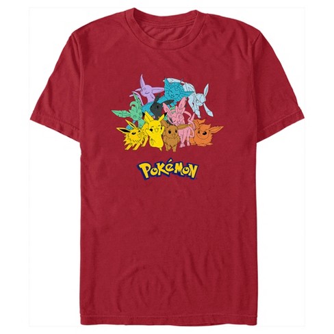 Men's Pokemon Pikachu and Eeveelutions Logo T-Shirt - Cardinal - 2X Large