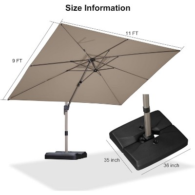 PURPLE LEAF Deluxe Aluminum Outdoor Patio Umbrella Square Cantilever Umbrellas