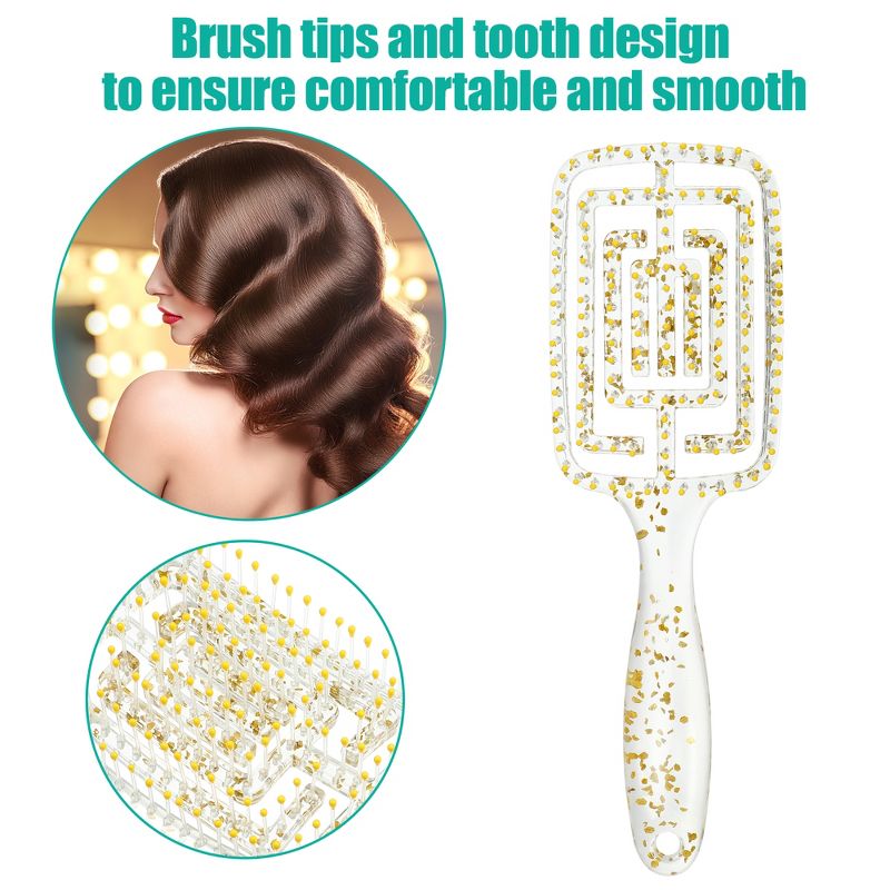 Unique Bargains Detangling Brush Paddle Hair Brush for Curly Straight Wavy Hair Clear, 2 of 7