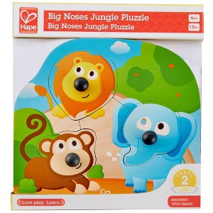 Hape: Big Nose Puzzle: Jungle - 4pc Colorful Chunky Wooden Puzzle, Age 1+ - 1 of 4