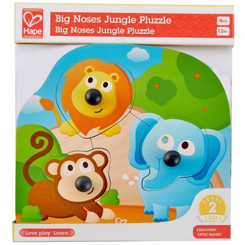 Hape: Big Nose Puzzle: Jungle - 4pc Colorful Chunky Wooden Puzzle, Age 1+ - image 1 of 4