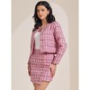 INSPIRE CHIC Women's Plaid Tweed Button Down Long Sleeve Mini Skirt Blazer Sets 2PCS - 2 of 4