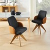 HOMLUX Swivel Accent Chair Modern Desk Chair No Wheels Liene and PU Leather Collision Upholstered Armchair for Living Room Home Office - image 3 of 4