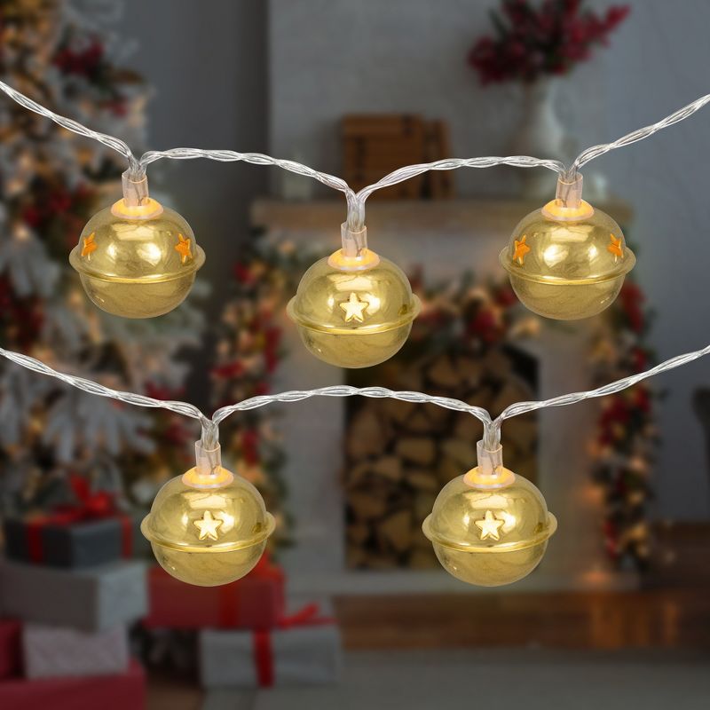 Northlight 10-Count LED Gold Christmas Bells Fairy Lights - 5.5ft - Copper Wire, 2 of 7