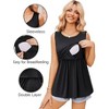 Ekouaer Women's Maternity Nursing Tank Tops Sleeveless Scoop Neck Breastfeeding Shirt 3 Pack Double Layer Pregnancy Clothes - 2 of 3