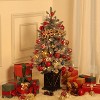 TackView Pre-Lit Artificial Christmas Tree with Potted Base, Flocked Snow Warm White LED Lights Red Berries, Xmas Holiday Decor - 4 of 4