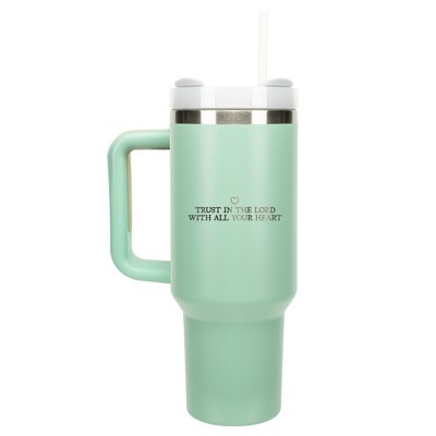 100 North Trust In The Lord With All Your Heart Wrap-Around 40 Oz. Stainless Steel Water Bottle Coffee Mug, Spill & Leak Resistant, Travel Tumbler