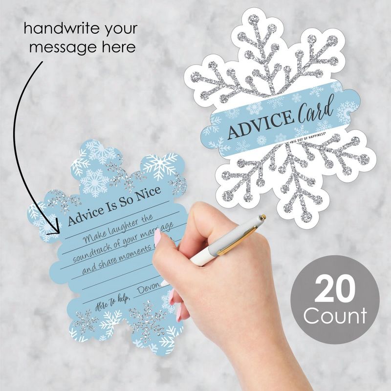 Big Dot of Happiness Winter Wonderland - Wish Card Snowflake Holiday Party and Winter Wedding Activities - Shaped Advice Cards Game - Set of 20, 2 of 6