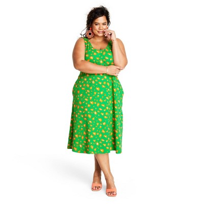 Women's Leopard Print Knit Midi Dress - Tabitha Brown for Target Green/Orange