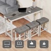 59" Bar Table Set with Charging Station, 3 Upholstered Counter Stools, Rustic Rectangular Dining Table for Kitchen Apartment-3irtyhousy - 3 of 4