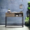 GlasFlength Desks Metal Frame Rustic Computer Desk Gaming Desk Home Office Desk with Two Drawers for Small Spaces, Brown, 42"*14"*30" - 2 of 4