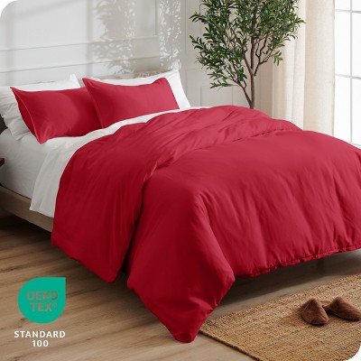 King/California King Red Ultra-Soft Microfiber Duvet Cover Set