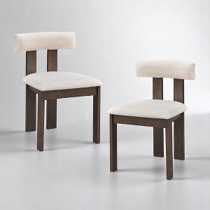 Set of 2 Wooden Dining Chairs with Upholstery, Modern Kitchen Side Chairs with Open Back, Farmhouse Wooden Side Chairs for Dining Room, Kitchen - 1 of 4