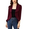 Women's Spring Fall Casual Blazers Puff Sleeve 3/4 Sleeve Solid Jackets Lapel Open Front Irregular Hem Work Suit Office Blazer - 4 of 4