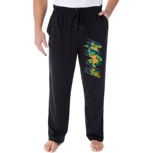 Teenage Mutant Ninja Turtle Men's 4 Character Panel Loungewear Pajama Pants Black - 1 of 3