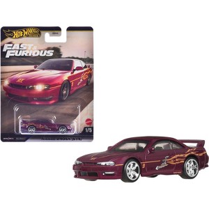 Nissan 240SX (S14) RHD Maroon with Graphics "The Fast and the Furious" (2001) Movie Diecast Model Car by Hot Wheels - 1 of 4