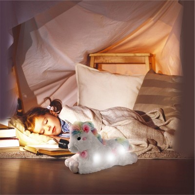 White Plush Unicorn with LED Lights and Sound 16"