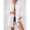 Womens Shirts Chiffon Jacquard Button Front Casual Oversized Shirt - 4 of 4